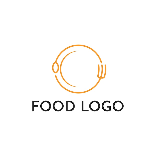 Food logo design creative idea with circle shape and spoon knife plate symbol