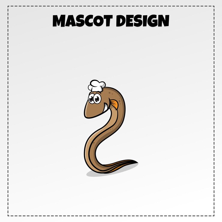 Vector food logo fried eel mascot illustration vector design