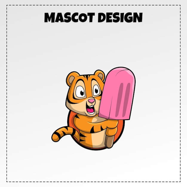 food logo tiger ice cream mascot illustration vector design