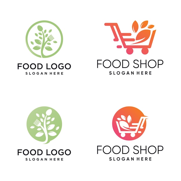 ベクトル 現代的なクリエイティブコンセプトによる食品ロゴのベクトルデザインイラスト