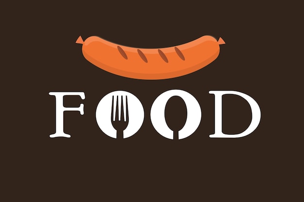 Food logo with fork and spoon background for fast food cuisine restaurant