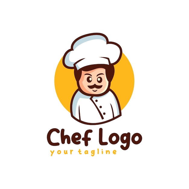 Vector food logo with vector chef illustration