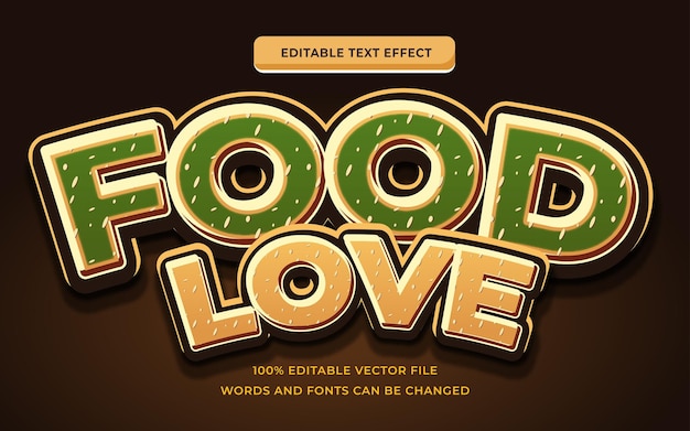 Vector food love text effect editable