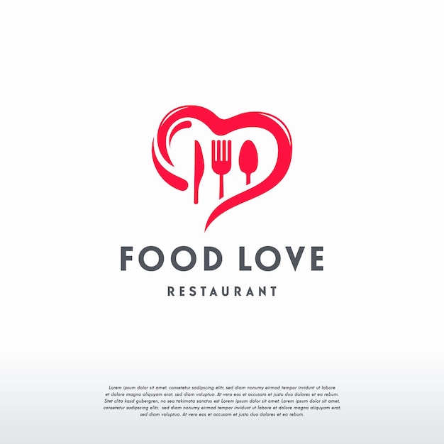 Il logo food lover progetta il vettore del concetto, il modello del logo love cooking