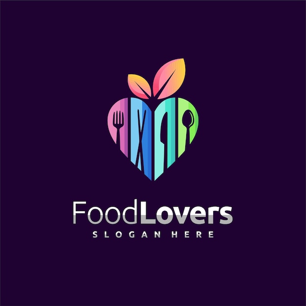 Food lovers logo with cutlery concept