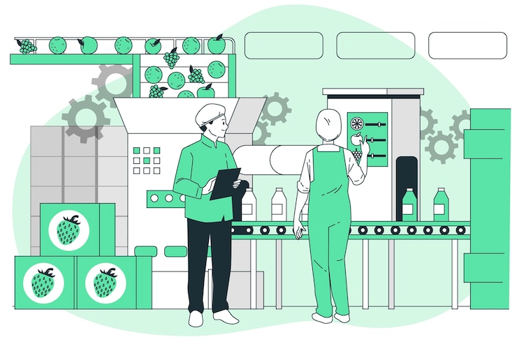 Vector food manufacturing concept illustration