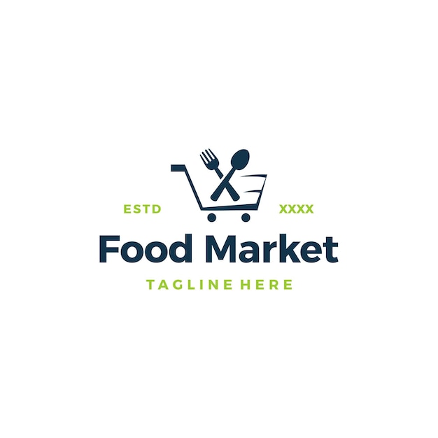 Vector food market shop logo design vector illustration