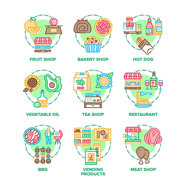 Food and meal set icons