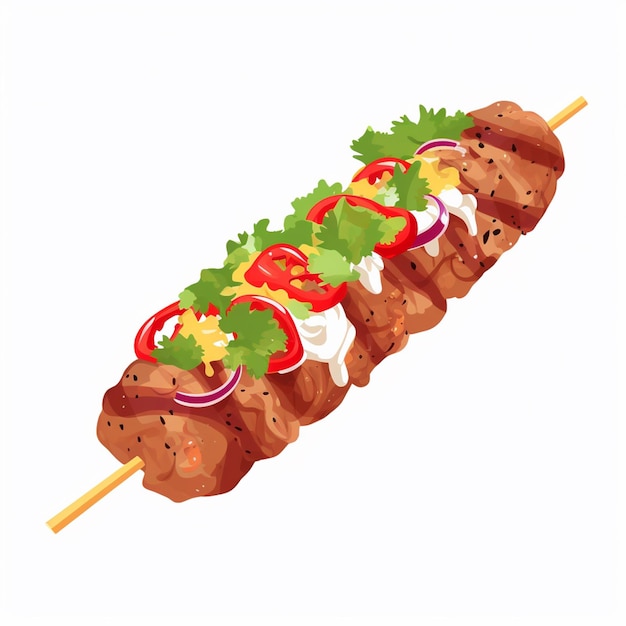 Vector food meat grill restaurant beef kebab vector delicious turkish grilled meal design isola