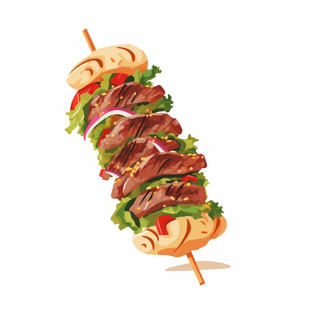 food meat grill restaurant beef kebab vector delicious turkish grilled meal design isola