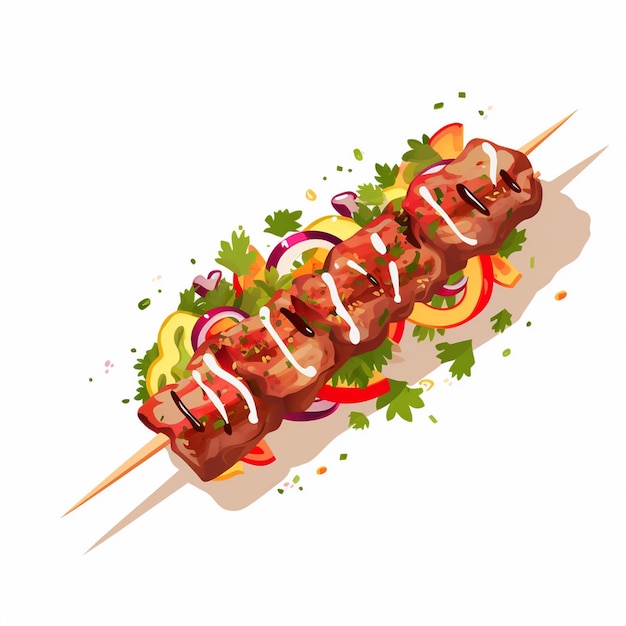 Vector food meat grill restaurant beef kebab vector delicious turkish grilled meal design isola