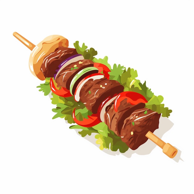 Vector food meat grill restaurant beef kebab vector delicious turkish grilled meal design isola