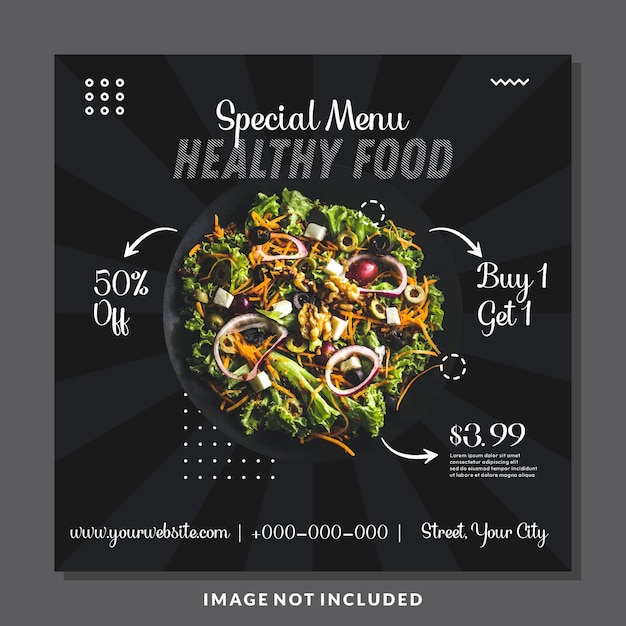 Vector food menu banner or social media post template