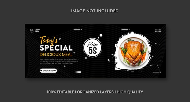 Food menu banner social media post with restaurant facebook cover banner promotion template