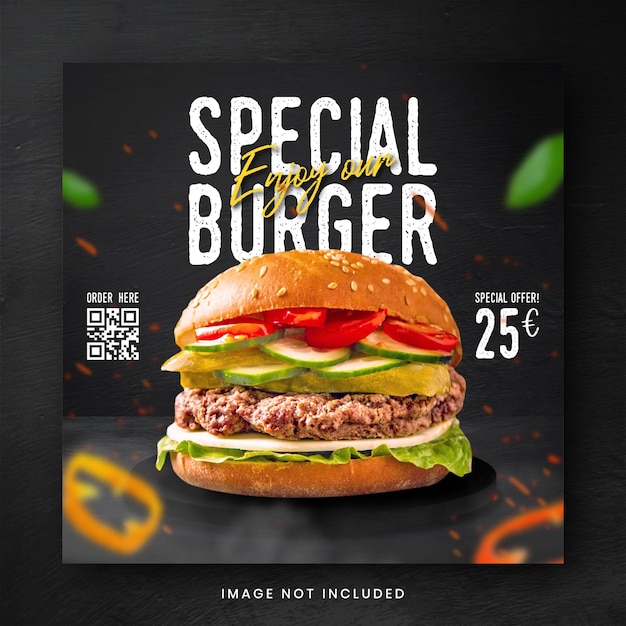 Vector food menu banner social media post