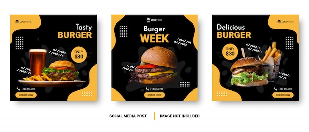 Vector food menu banner social media post.