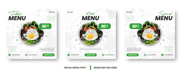 Vettore menu di cibo banner social media post.