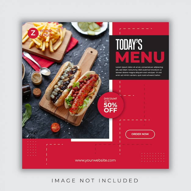 Vector food menu banner social media post