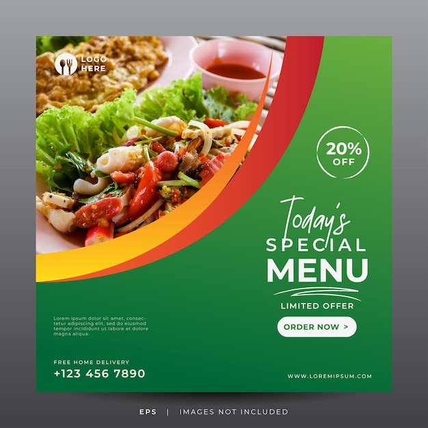 food menu banner for social media template