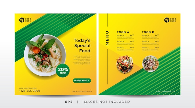 Food menu banner for social media template