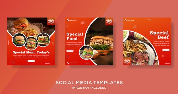 Food menu banner template for social media premium vector