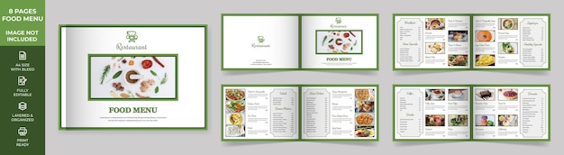 Vector food menu brochure template landscape food menu brochure healthy food menu