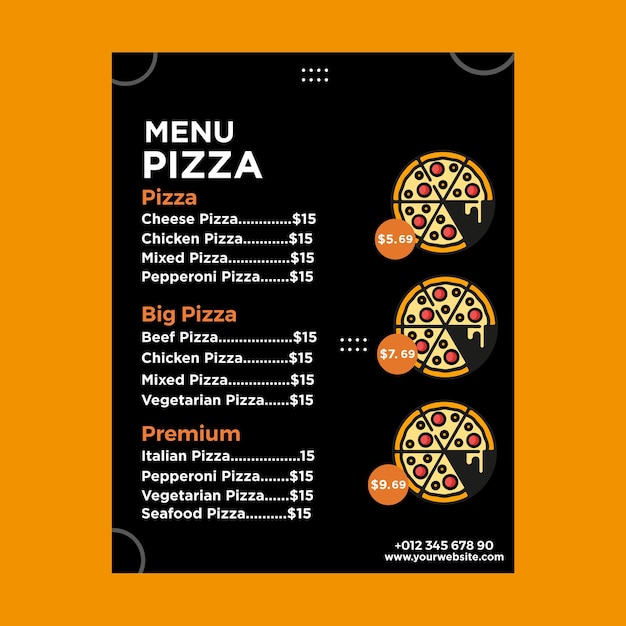 Vector food menu card design