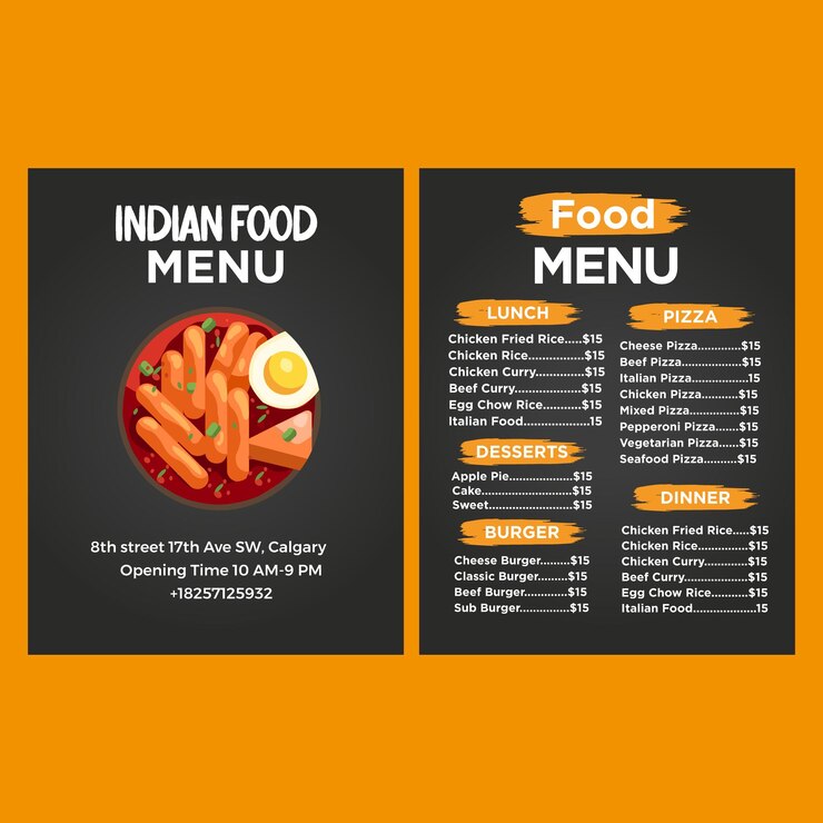 Premium Vector | Food menu card design
