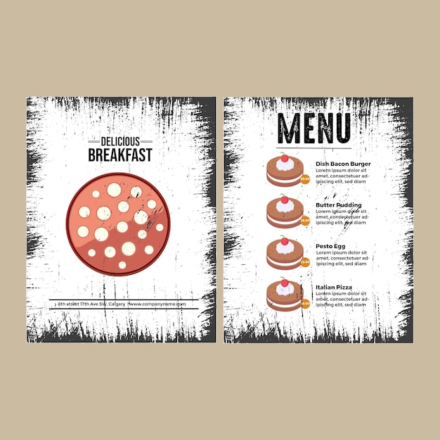 Vector food menu card design