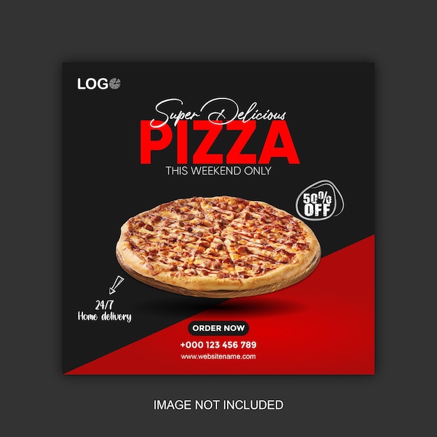 Шаблон баннера в социальных сетях Food Menu и Delicious Pizza