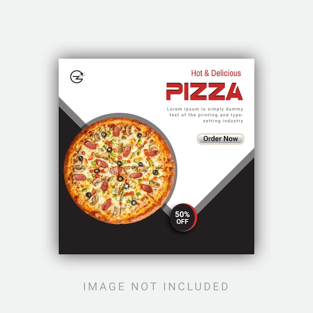 フード メニューとおいしいピザのソーシャル メディア デザイン