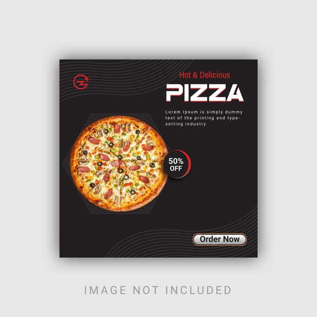 Food menu and delicious pizza social media post template design