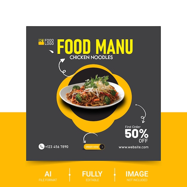 Food Menu Design Social Media Banners Ads Template