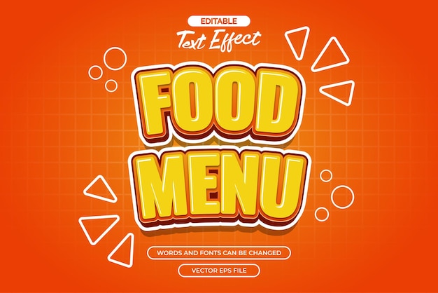 food menu editable text effect vector