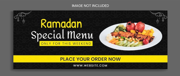 Vector food menu facebook cover design restaurant social media template