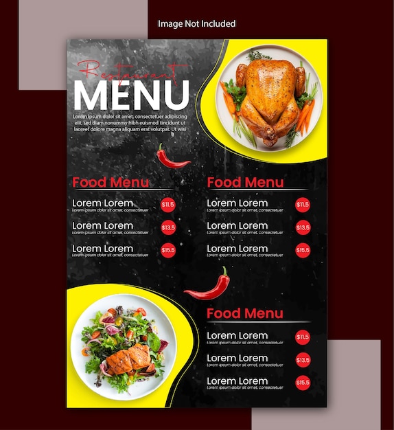 food menu flyer design for restaurant and hotel