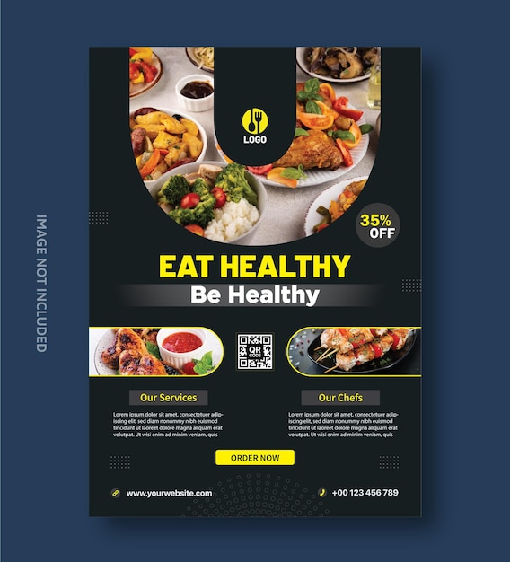 Vector food menu flyer design template