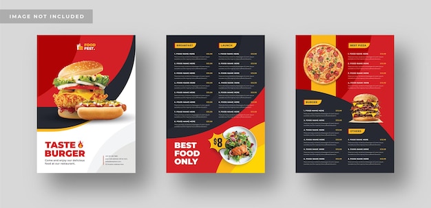 Food menu or flyer poster for restaurant or social media