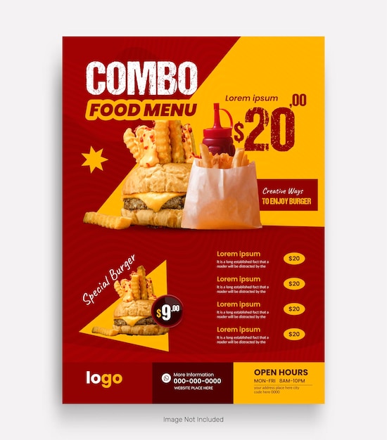 food menu flyer template design and restaurant promotion poster