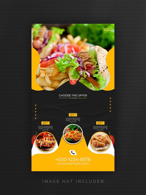 Vector food menu instagram or facebook story template