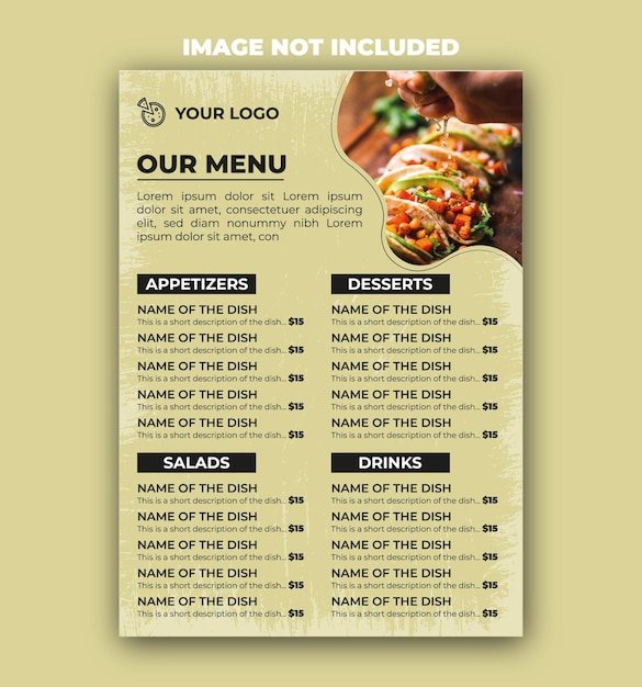 Vector food menu poster template for restaurants