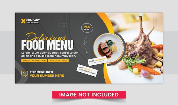 Рекламный флаер меню еды или шаблон веб-баннера