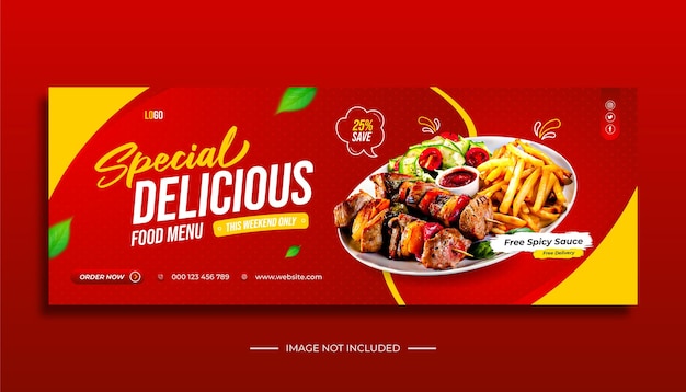 음식 메뉴 판촉 판매 소셜 미디어 레스토랑 페이스북 표지 디자인 템플릿