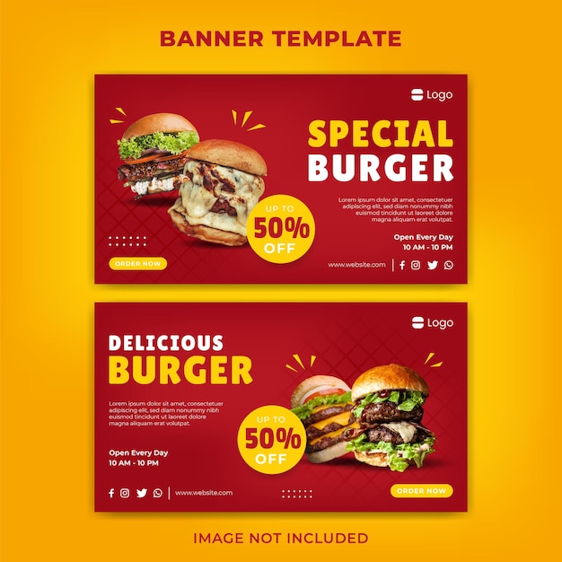 Food menu and restaurant banner template