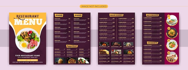 Food menu and restaurant catalog template