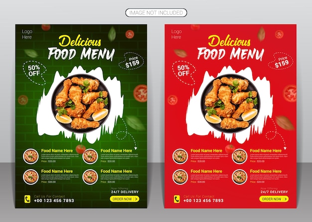 Food menu and restaurant chicken fry flyer design template