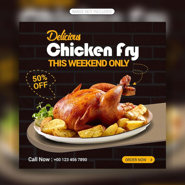 Food menu and restaurant chicken fry social media promotion and Instagram banner or post design