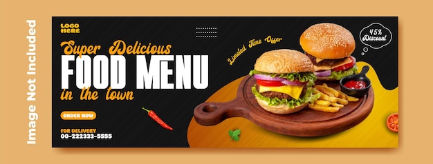 Vector food menu and restaurant cover banner template design