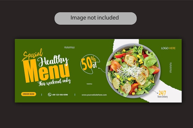 Food menu and restaurant facebook cover design template