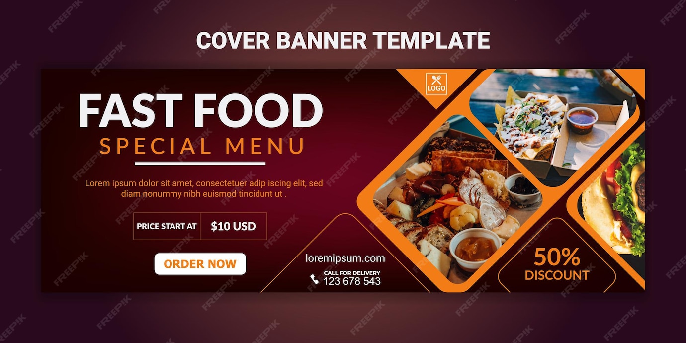 Premium Vector Food menu and restaurant facebook cover template